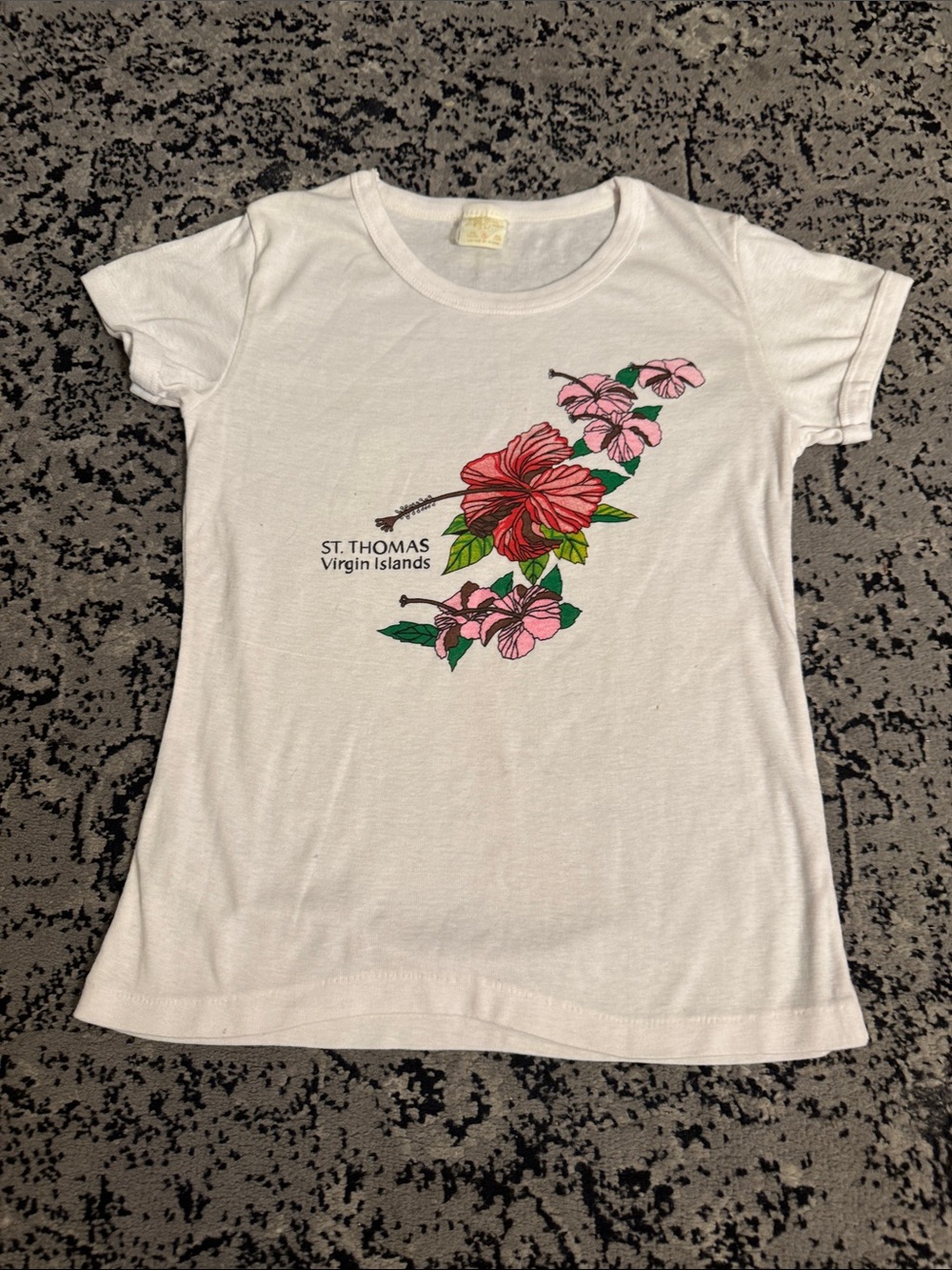 White St. Thomas Virgin Islands Floral Graphic Tee